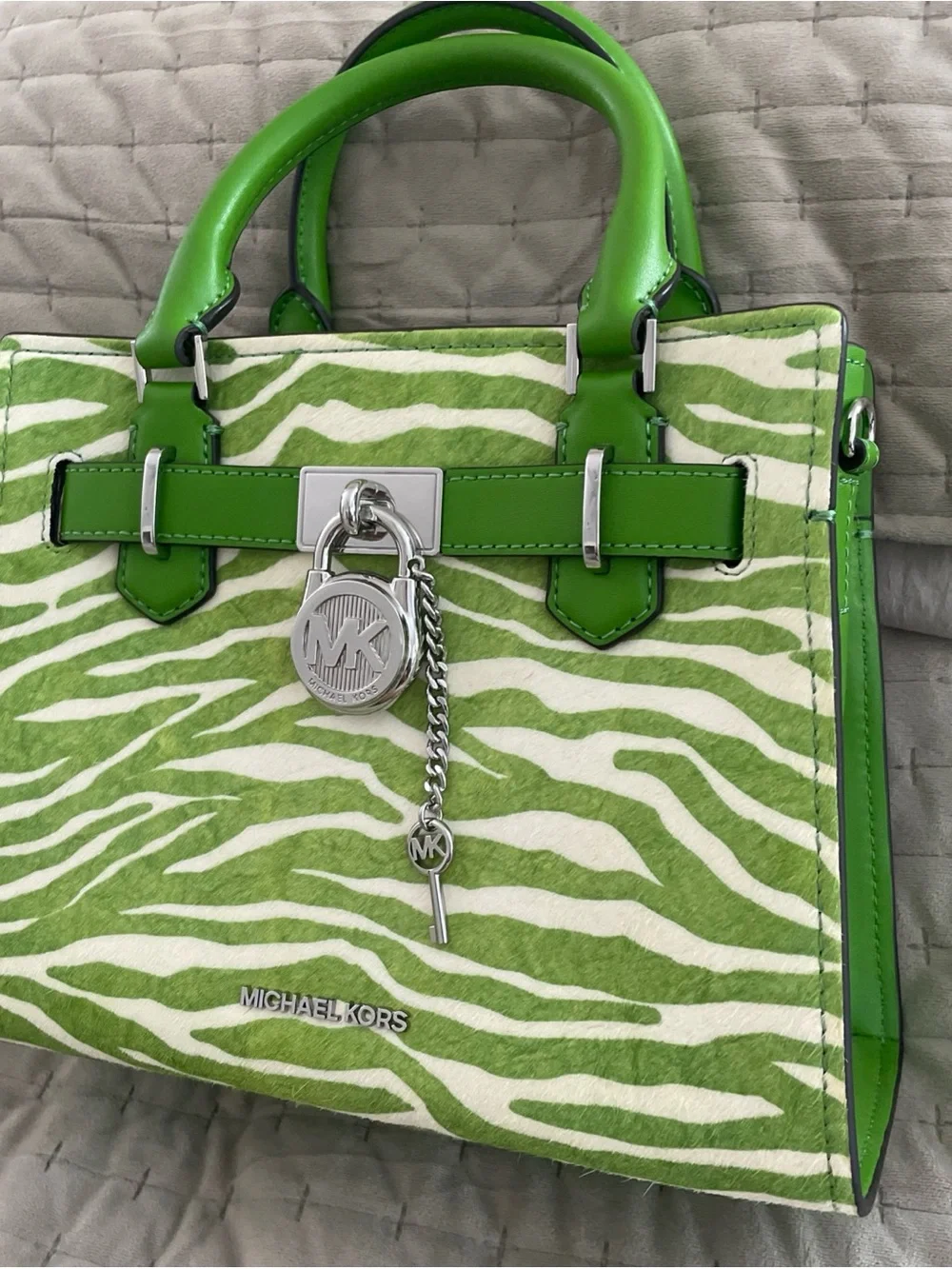 Michael Kors Lime Green calf hair and leather Satchel / crossbody